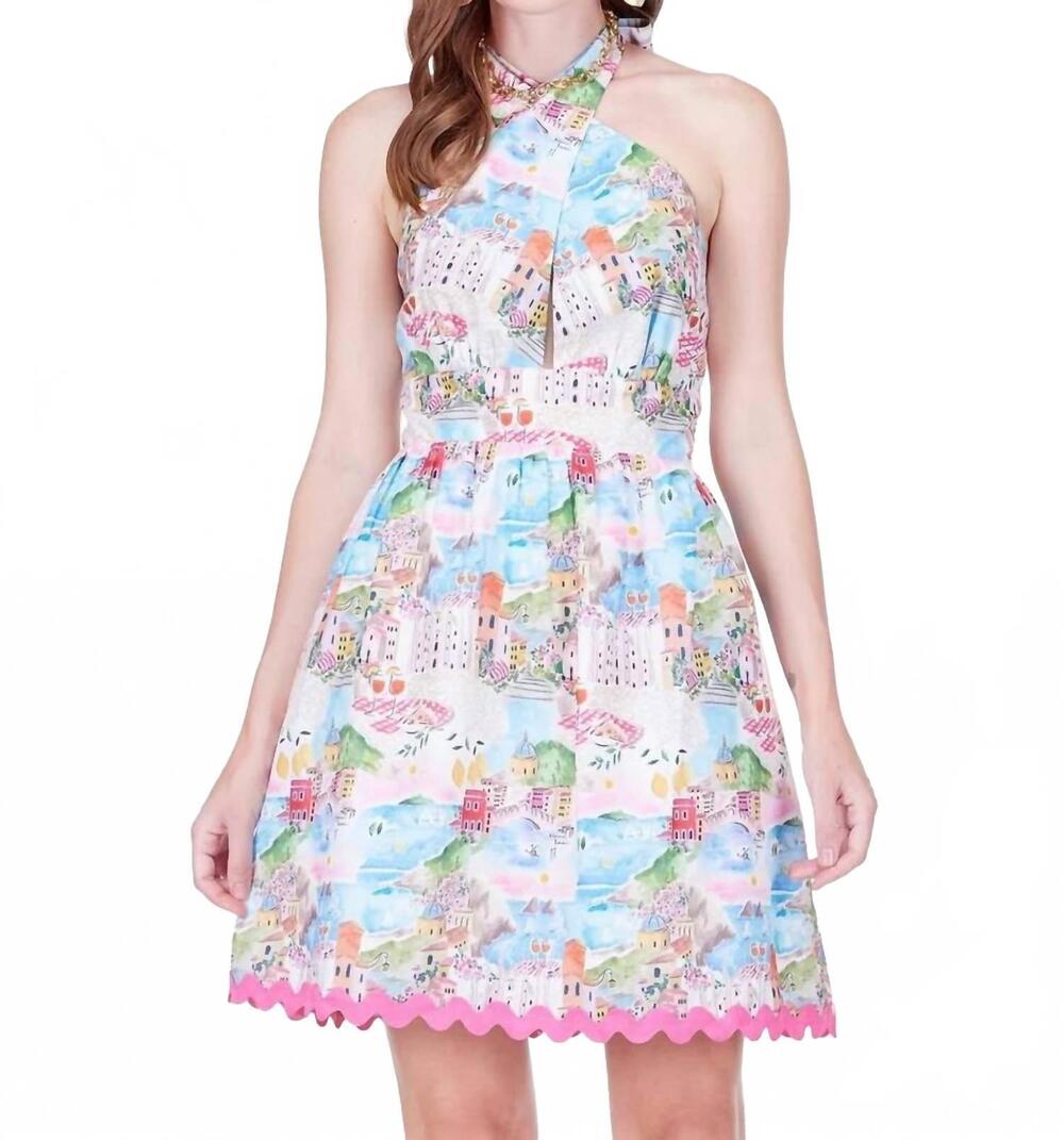 NEW AMELIA'S criss-cross halter dress in coastal dream